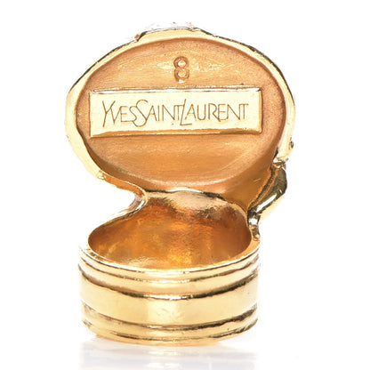 Saint Laurent Glass Cabochon Arty Ovale Ring 8 Gold Beige Clair 3 of 7