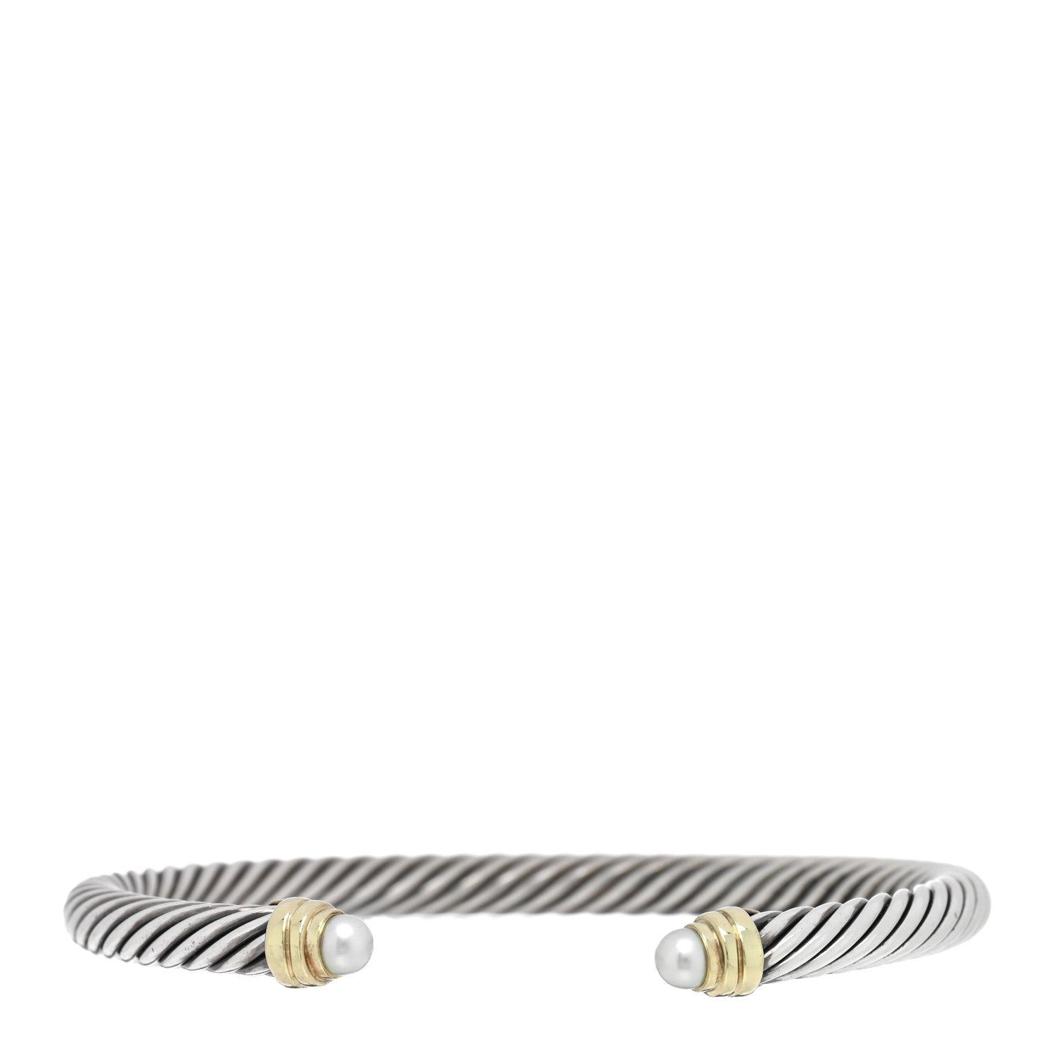 David Yurman Sterling Silver 14K Yellow Gold Pearl 5mm Cable Classics Petite Color Bracelet 1 of 3
