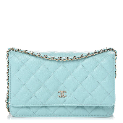 Chanel Caviar Quilted Wallet On Chain WOC Light Blue 1 of 10
