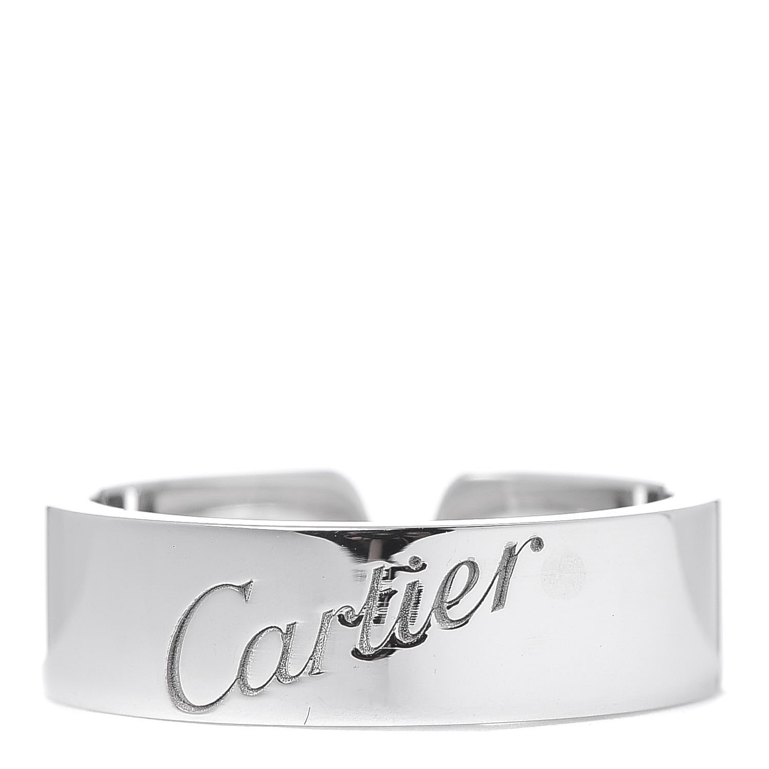 Cartier 18K White Gold Diamond 6mm C De Ring 55 7.25 4 of 5