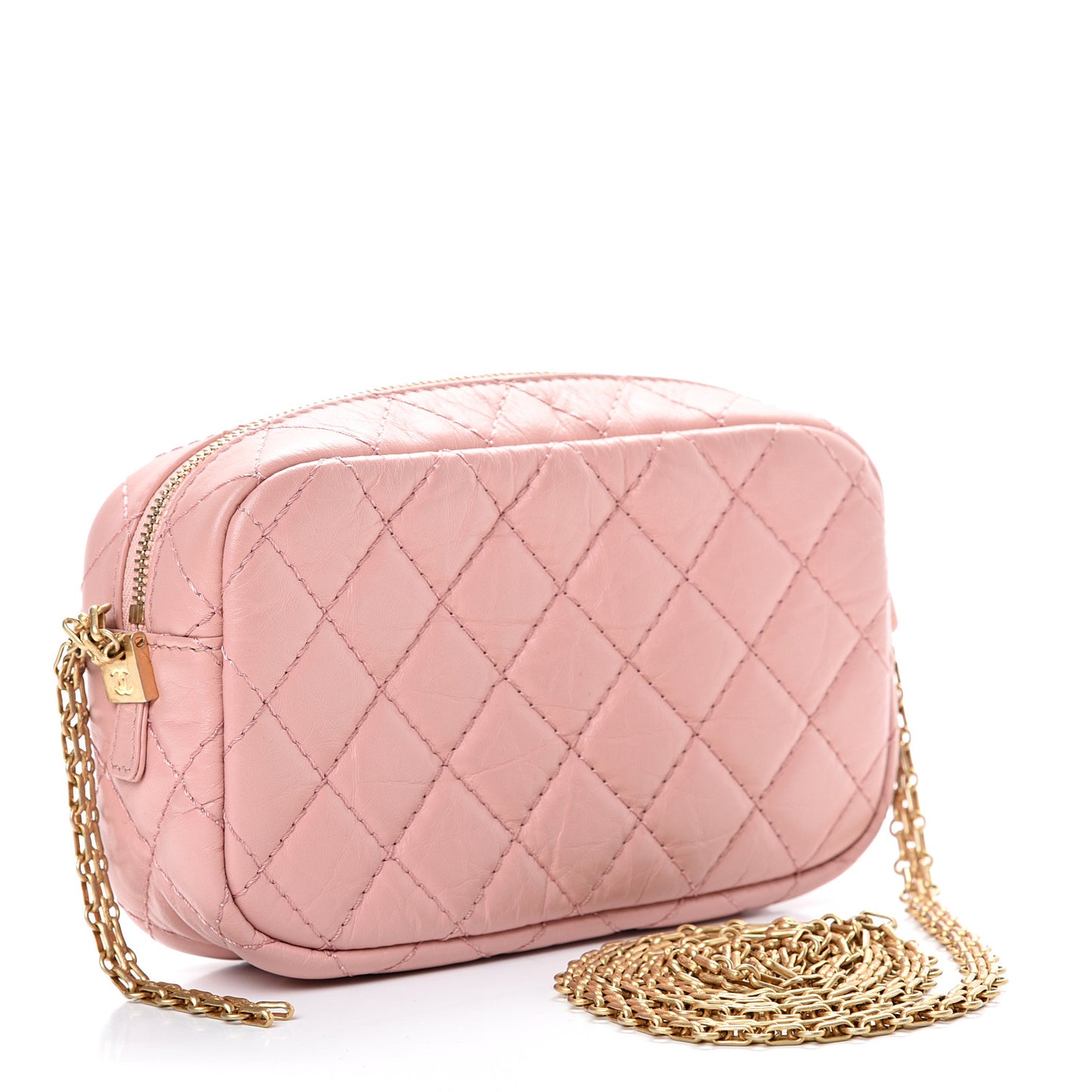 Aged Calfskin Quilted Mini Reissue Camera Case Pink