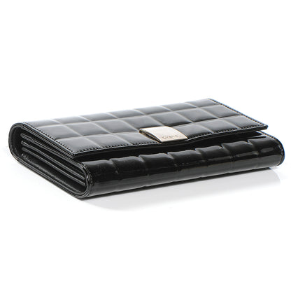 Chanel Patent Chocolate Bar Quilted Long Wallet Black 3 of 8