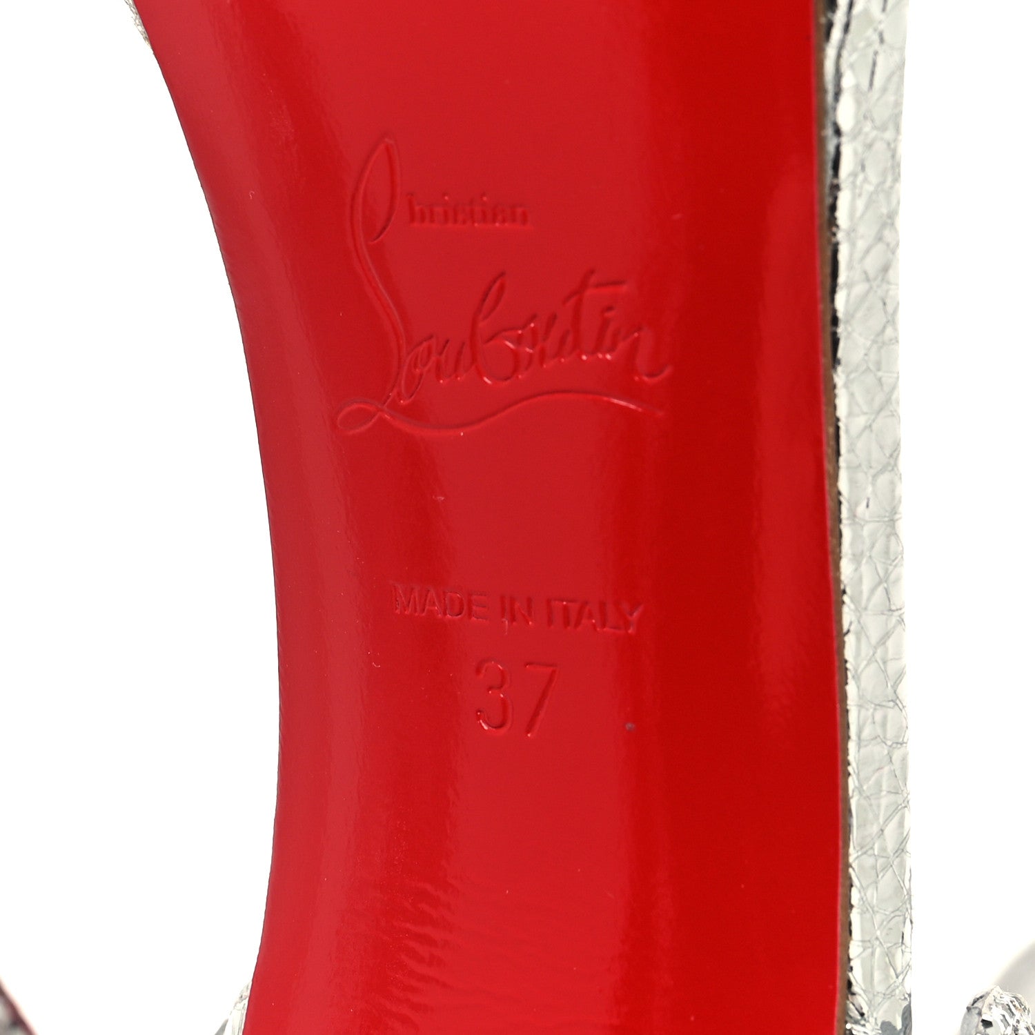 Christian Louboutin Strass Suede Patent Loubi Vega 120 Sandals 37 Silver 6 of 7