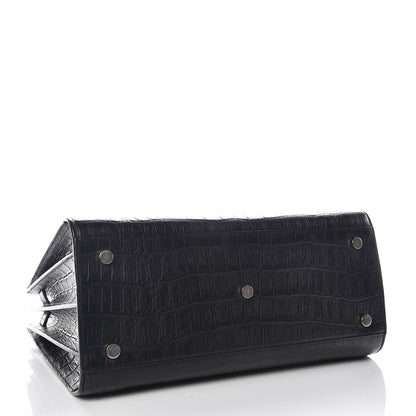 Saint Laurent Calfskin Crocodile Embossed Small Sac de Jour Black 4 of 12