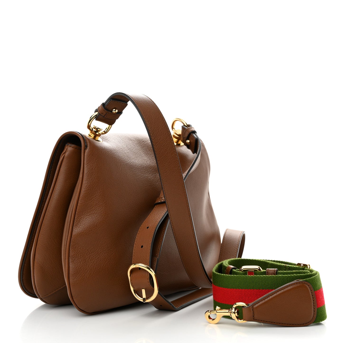 Roxy Calfskin Web Medium Blondie Shoulder Flap Bag Cuir