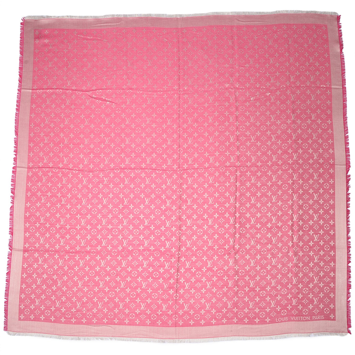 Silk Wool Monogram Denim Shawl Pivoine