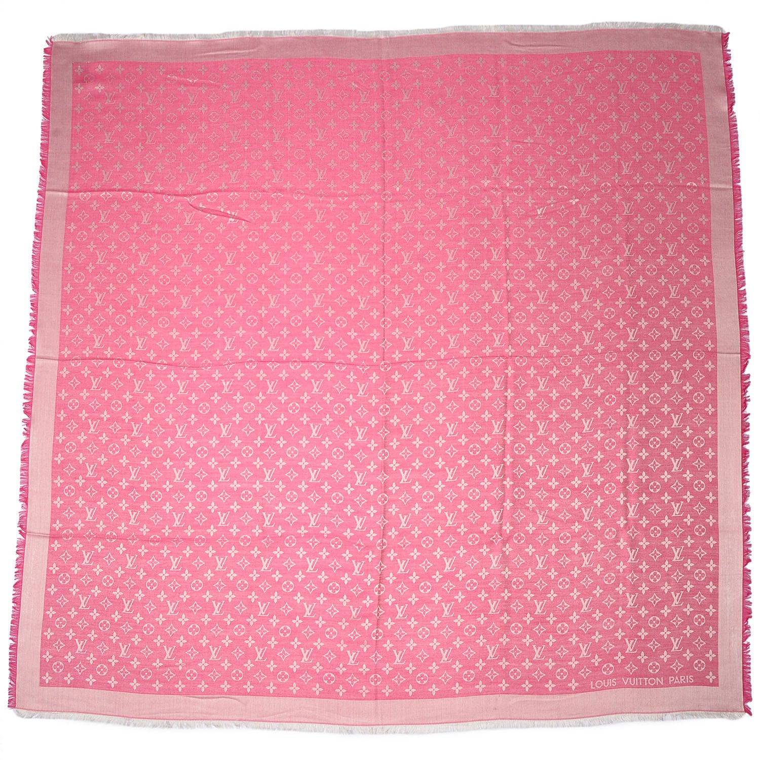Louis Vuitton Silk Wool Monogram Denim Shawl Pivoine 3 of 5