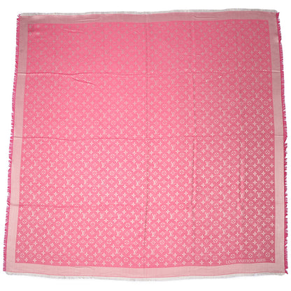 Louis Vuitton Silk Wool Monogram Denim Shawl Pivoine 3 of 5
