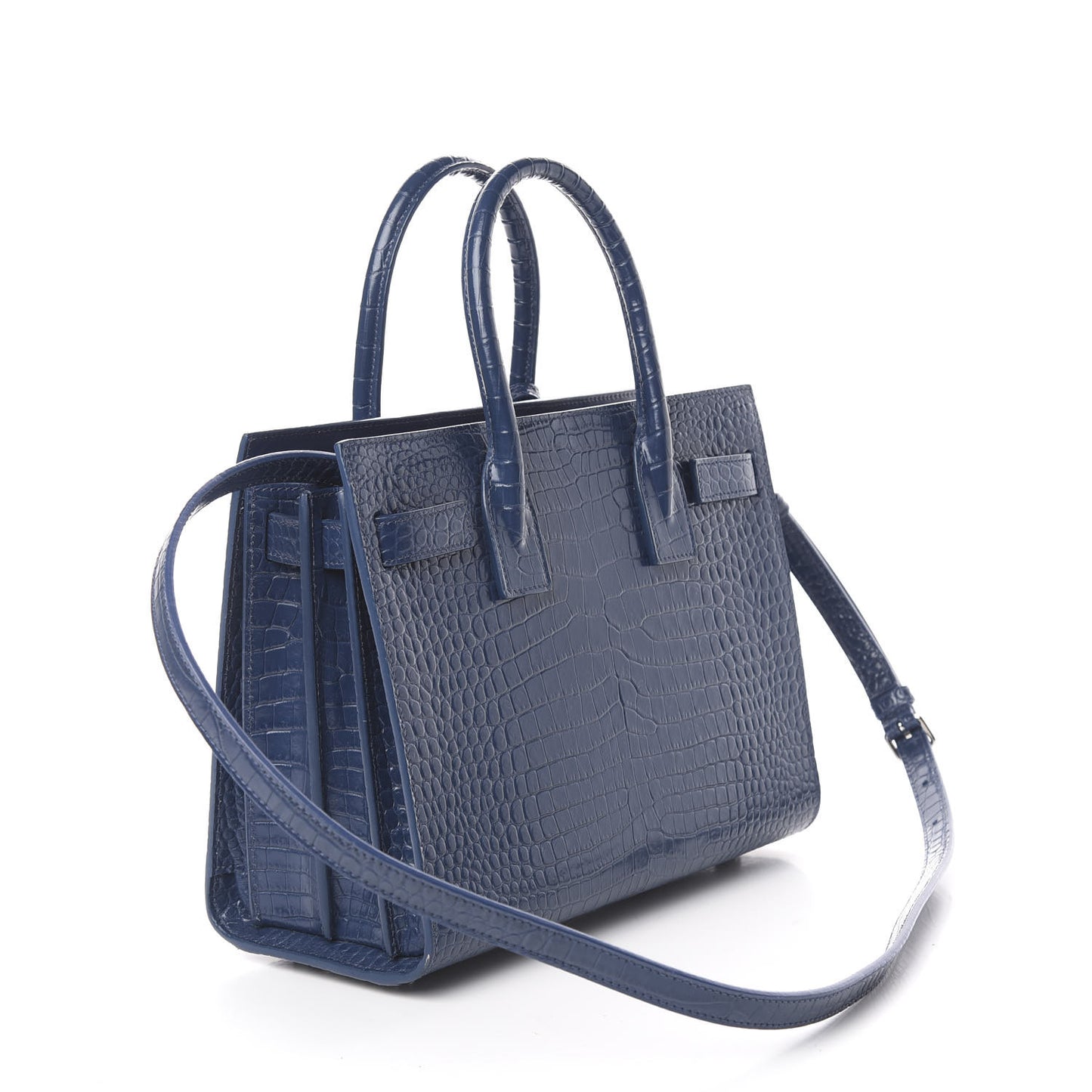 Calfskin Crocodile Embossed Baby Sac De Jour Denim