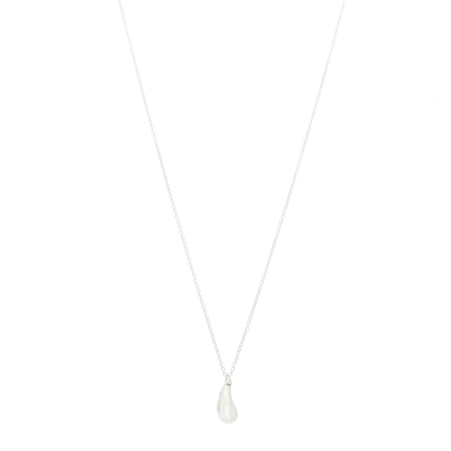Tiffany Sterling Silver 12mm Elsa Peretti Teardrop Pendant Necklace 1 of 5