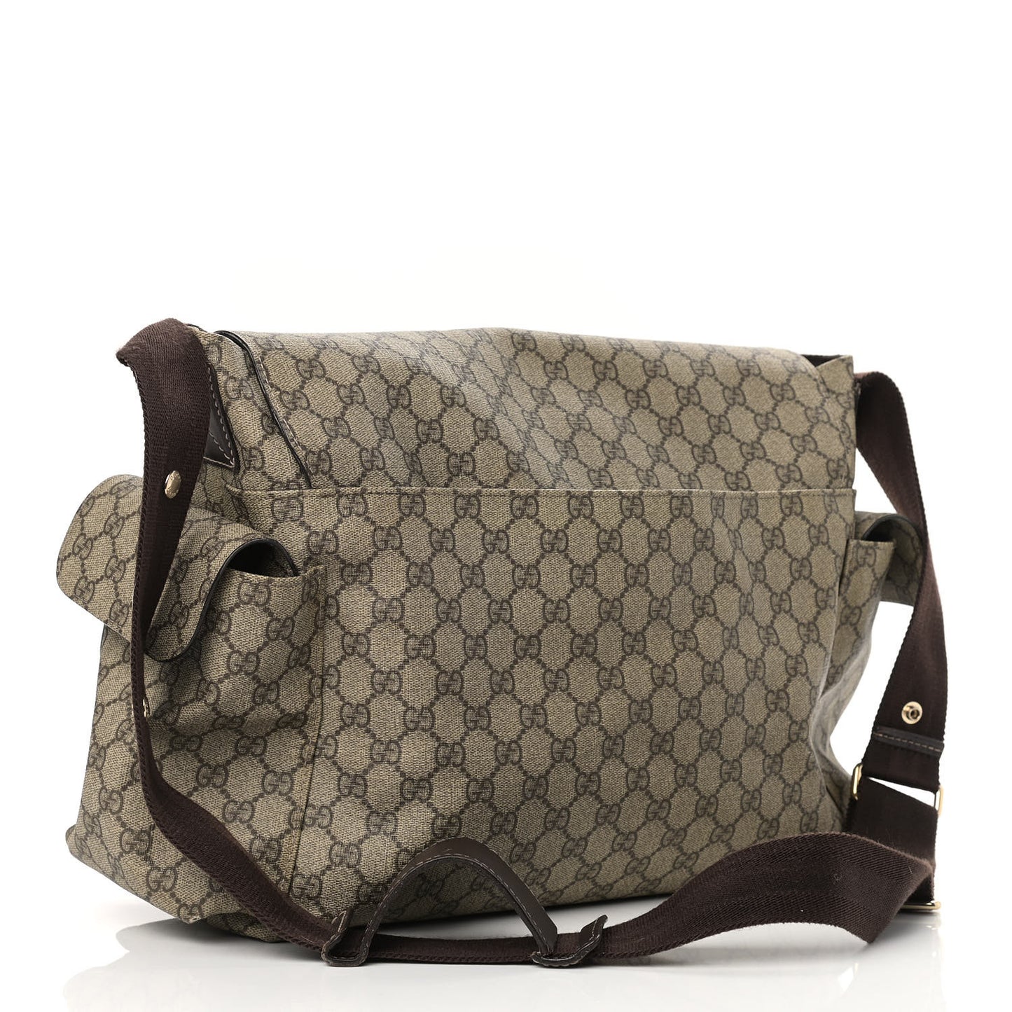 GG Plus Monogram Messenger Diaper Bag Dark Brown