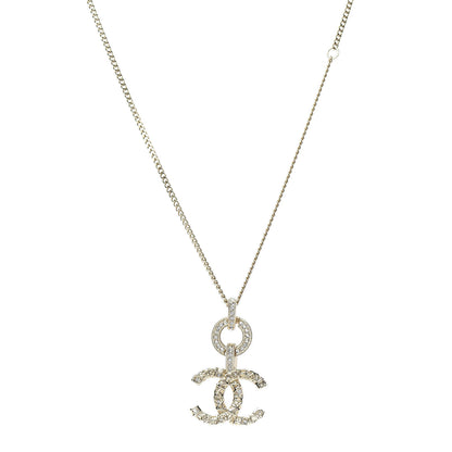 Chanel Crystal CC Logo Pendant Necklace Gold 1 of 6