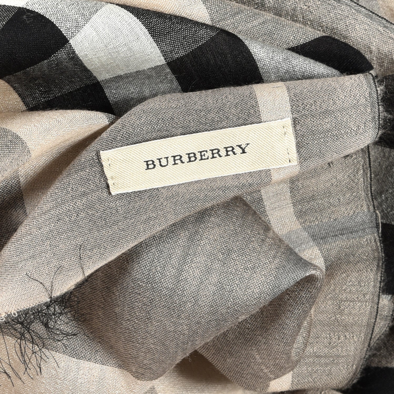 Burberry Silk Wool Giant Check Scarf Grey 3 of 5