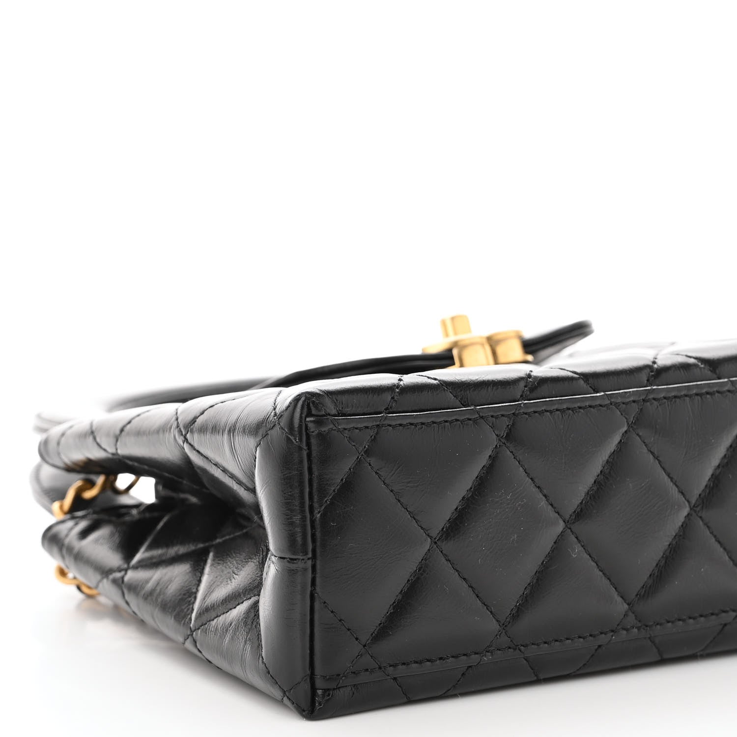 Chanel Shiny Aged Calfskin Quilted Nano Kelly Shopper Black 8 of 10
