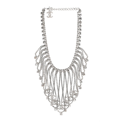 Chanel Crystal Fringe CC Choker Necklace Silver 3 of 4