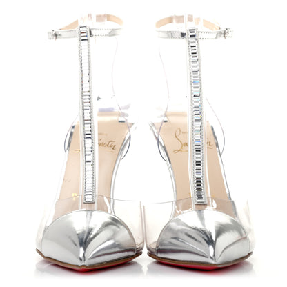 Christian Louboutin Specchio PVC Crystal Nosy 100 Pumps 37 Silver 2 of 4