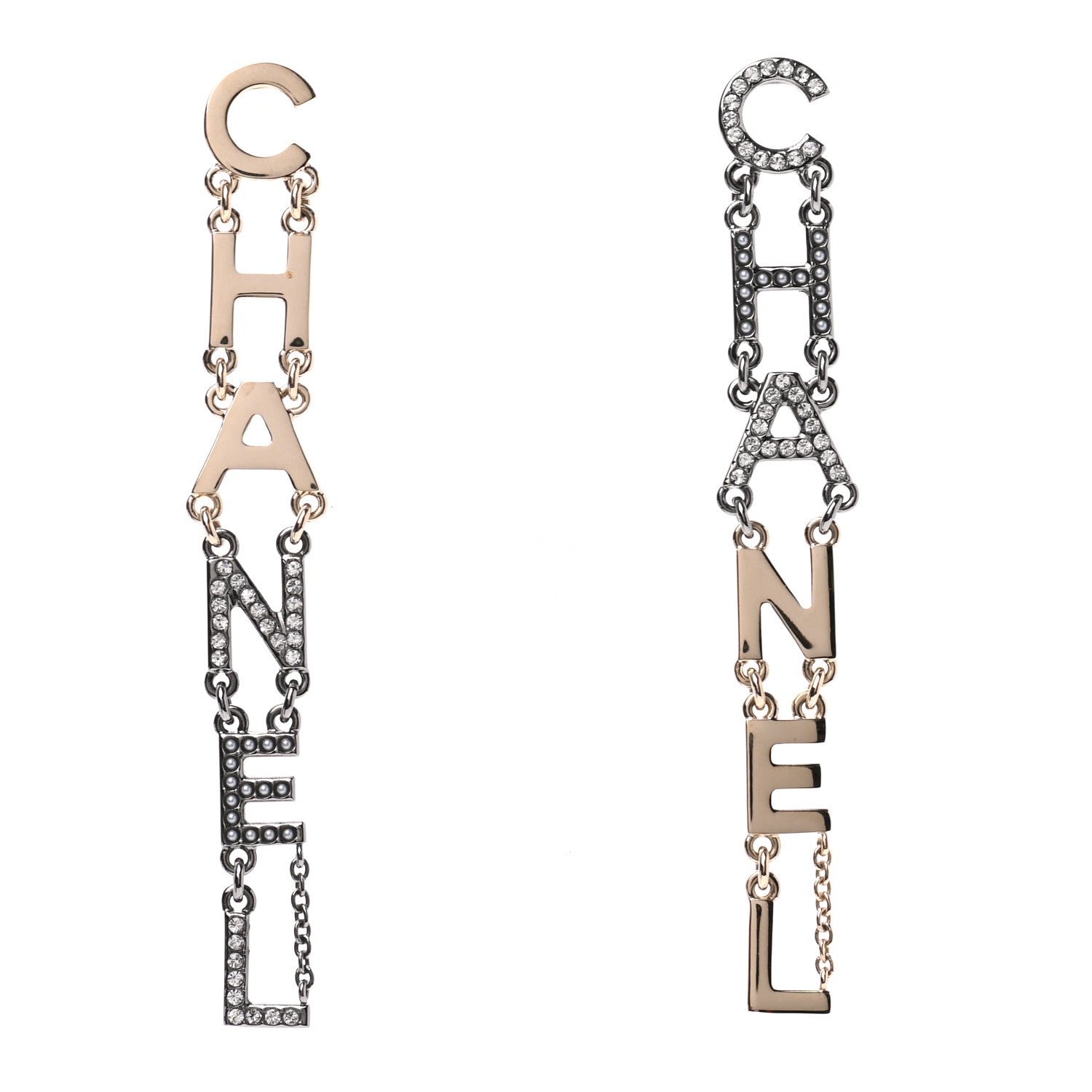 Chanel Crystal Pearl Chanel Bright Young Things Earrings Gold Ruthenium 1 of 4