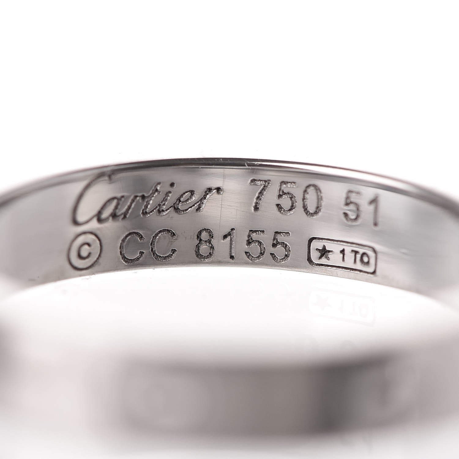 Cartier 18K White Gold 3.5mm LOVE Wedding Band Ring 51 5.75 5 of 7