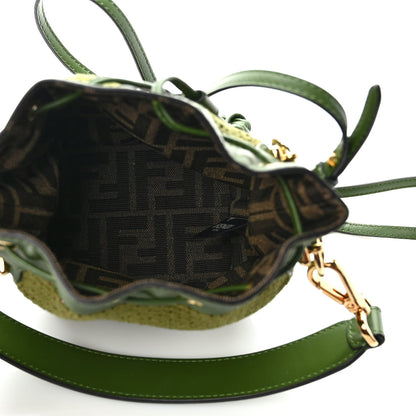 Fendi Crochet Vitello King F is Fendi Logo Woven Mini Mon Tresor Bucket Bag Verde Militare Rosa 5 of 8