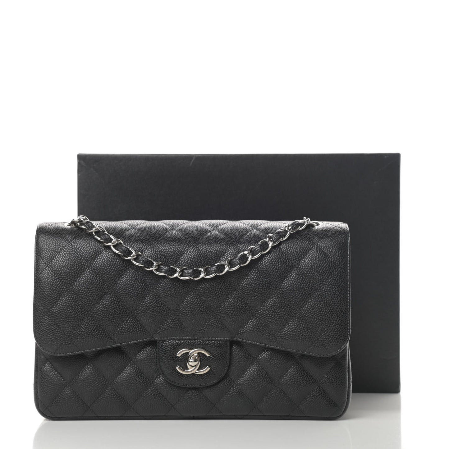 Caviar Quilted Jumbo Double Flap Black