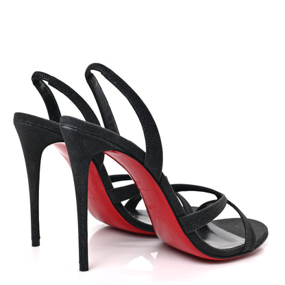 Christian Louboutin Glitter Calfskin Emilie 100 Slingback Sandals 38 Black 4 of 7