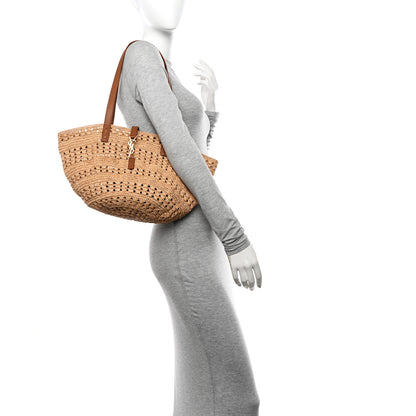Saint Laurent Raffia Calfskin Small Panier Tote Naturel 2 of 12