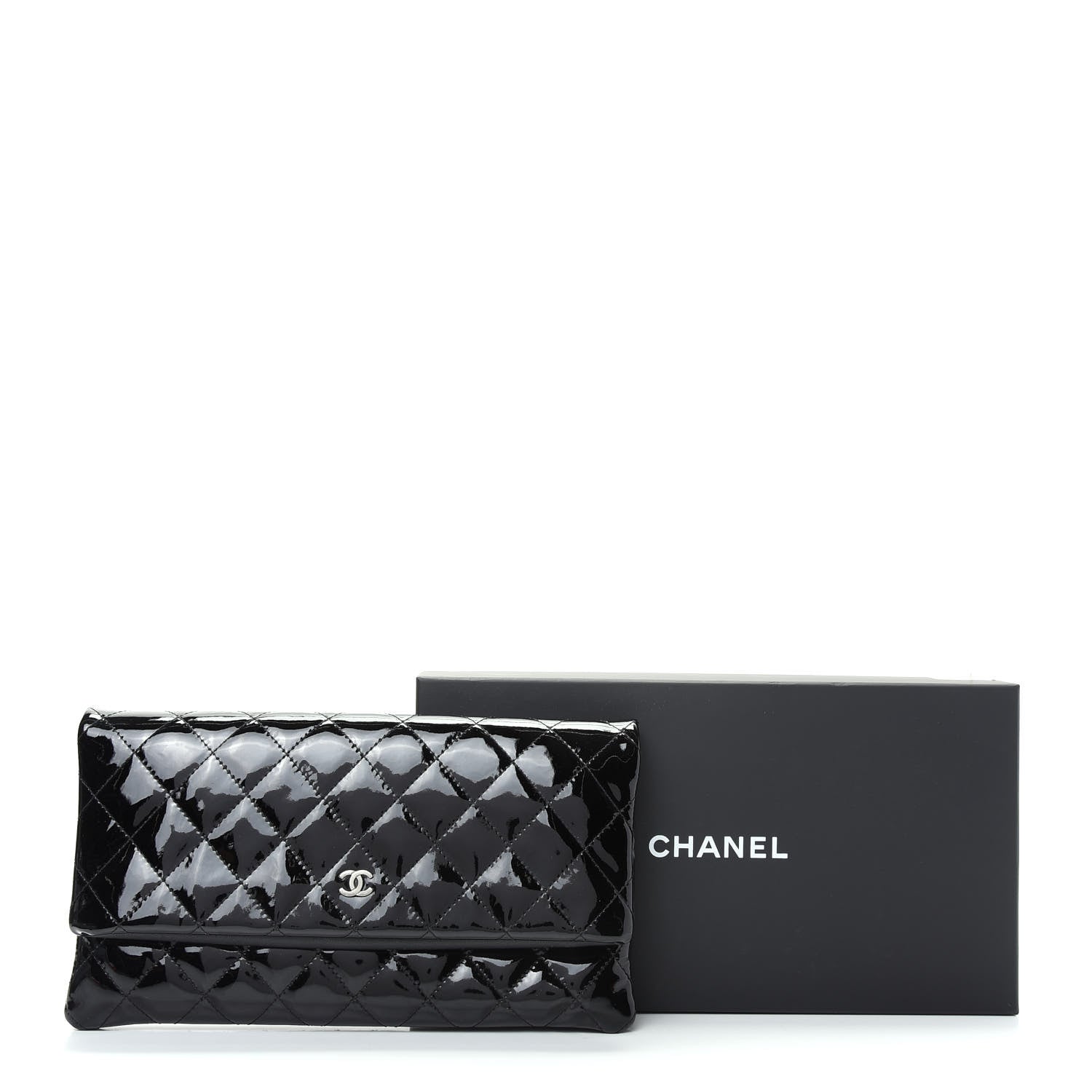 Chanel Patent Calfskin Quilted Beauty CC Clutch Black 8 of 8