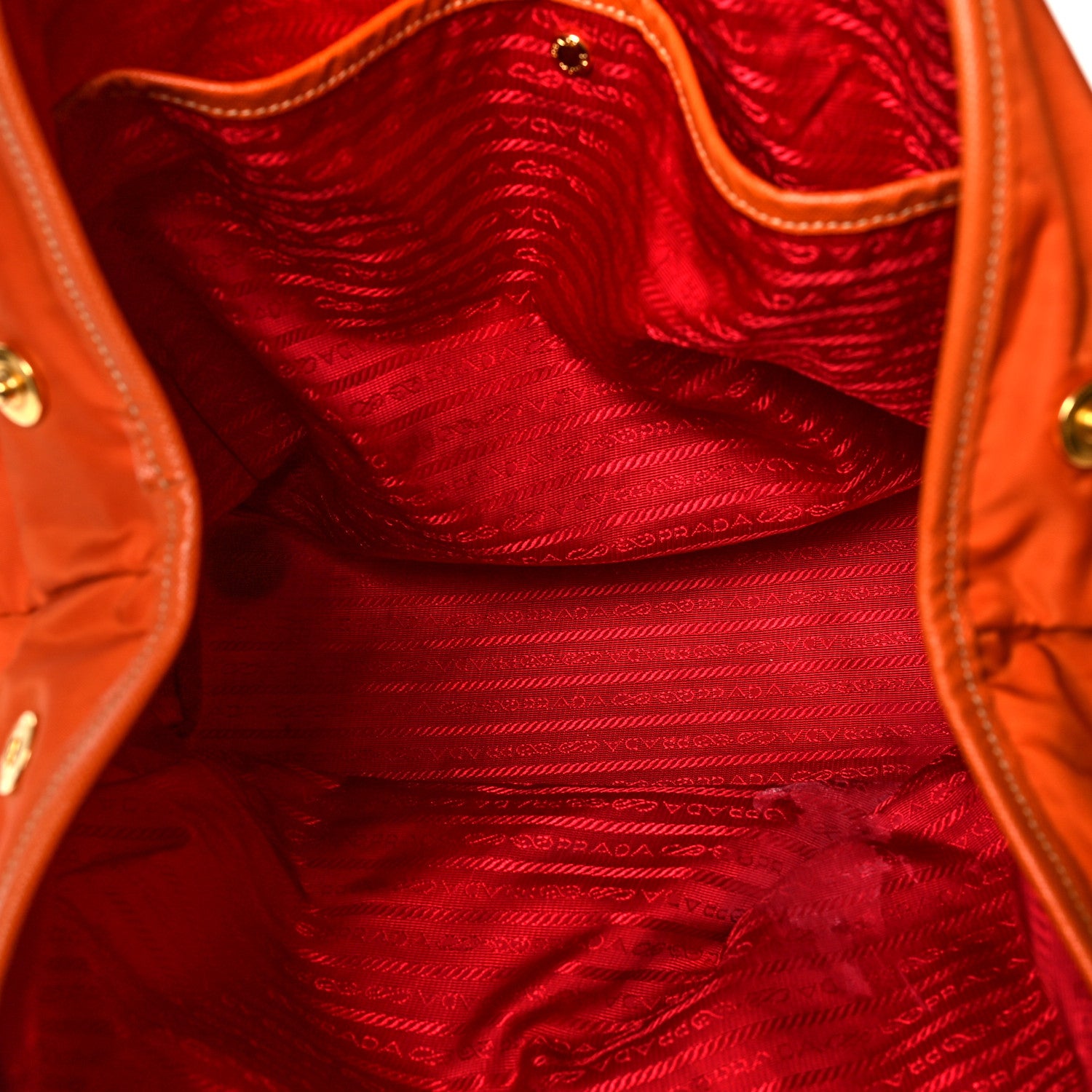 Prada Tessuto Nylon Saffiano Tote Papaya 12 of 14
