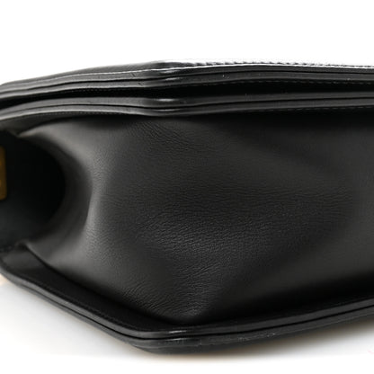 Chanel Calfskin Caviar Suede Chevron New Medium Boy Flap Black 9 of 10