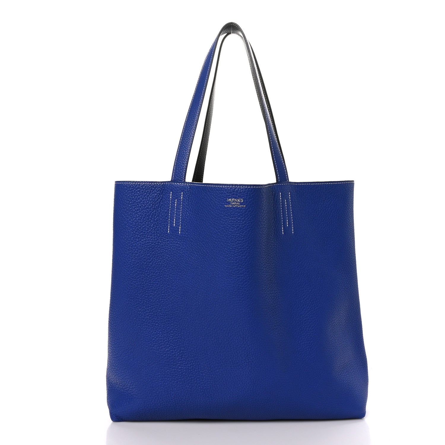Hermes Taurillon Clemence Double Sens 36 Reversible Tote Graphite Bleu Electrique 9 of 12