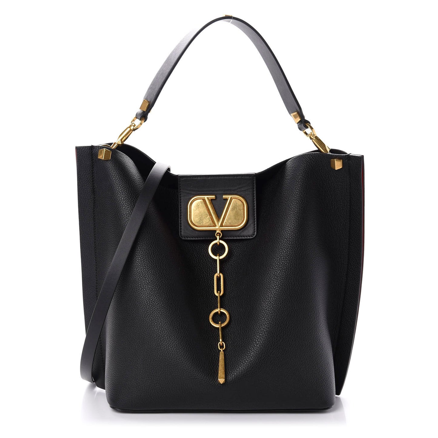 Grainy Calfskin Escape Hobo Bag Black