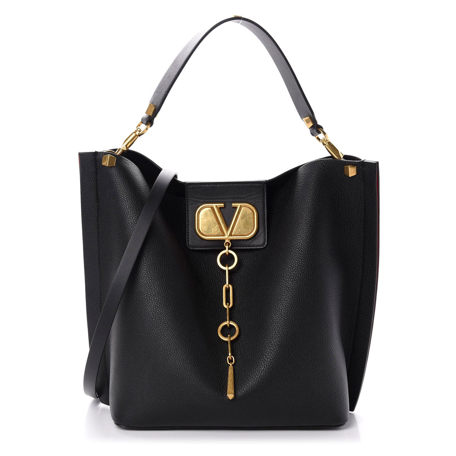 Valentino Garavani Grainy Calfskin Escape Hobo Bag Black 3 of 10