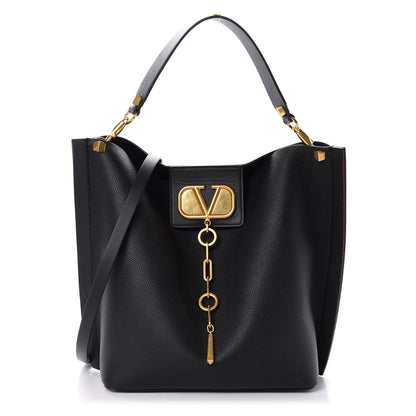Valentino Garavani Grainy Calfskin Escape Hobo Bag Black 3 of 10