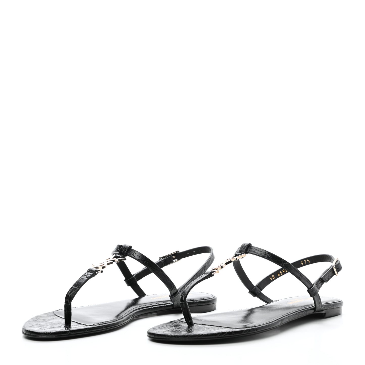 Patent Calfskin Cassandra Monogram Sandals 37.5 Black