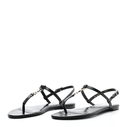 Saint Laurent Patent Calfskin Cassandra Monogram Sandals 37.5 Black 3 of 9