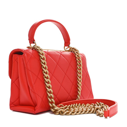 Chanel Lambskin Quilted Small Trendy Spirit Top Handle Bag Red 3 of 10