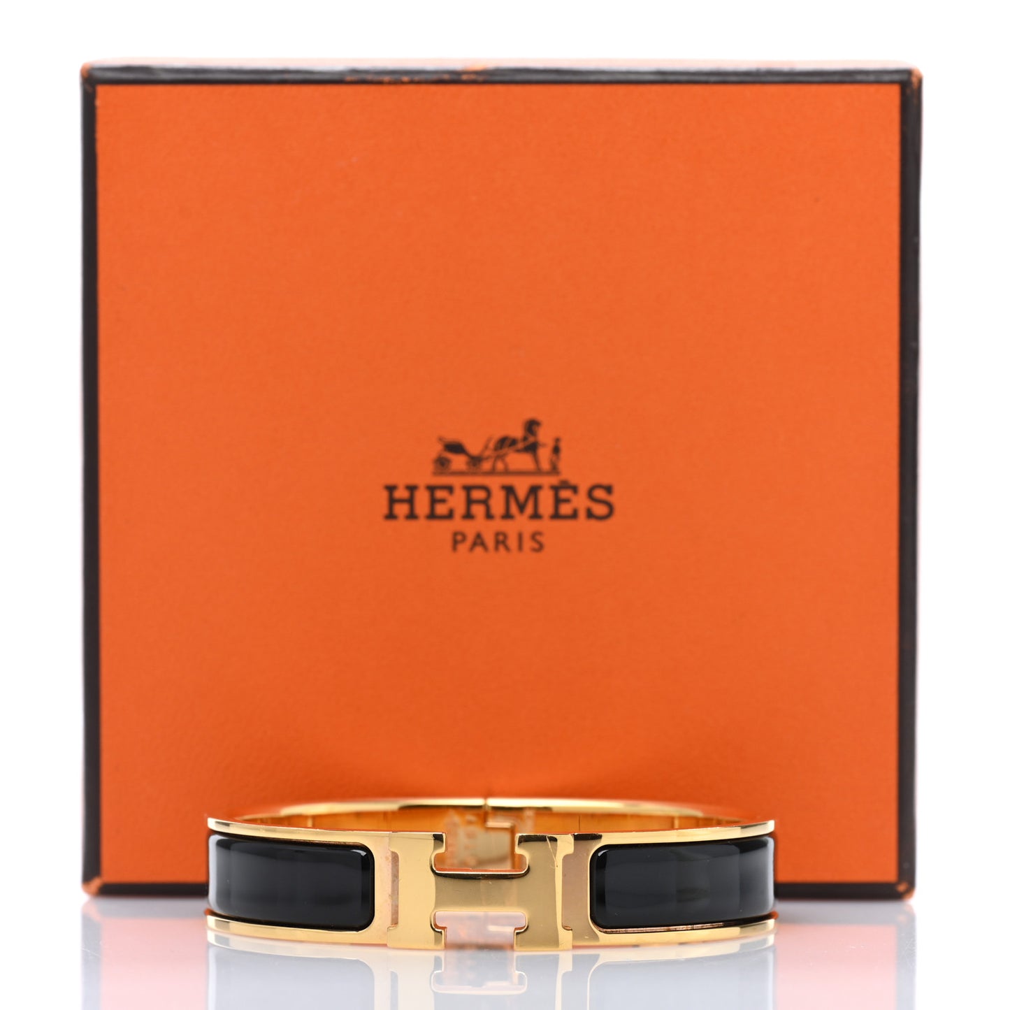 Enamel Narrow Clic Clac H Bracelet PM Black