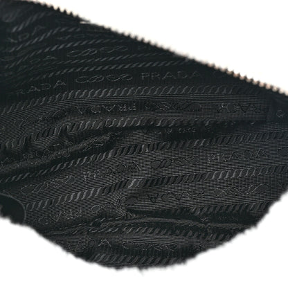 Prada Shearling Logo Embroidered Re-Edition 2005 Shoulder Bag White Black 5 of 8