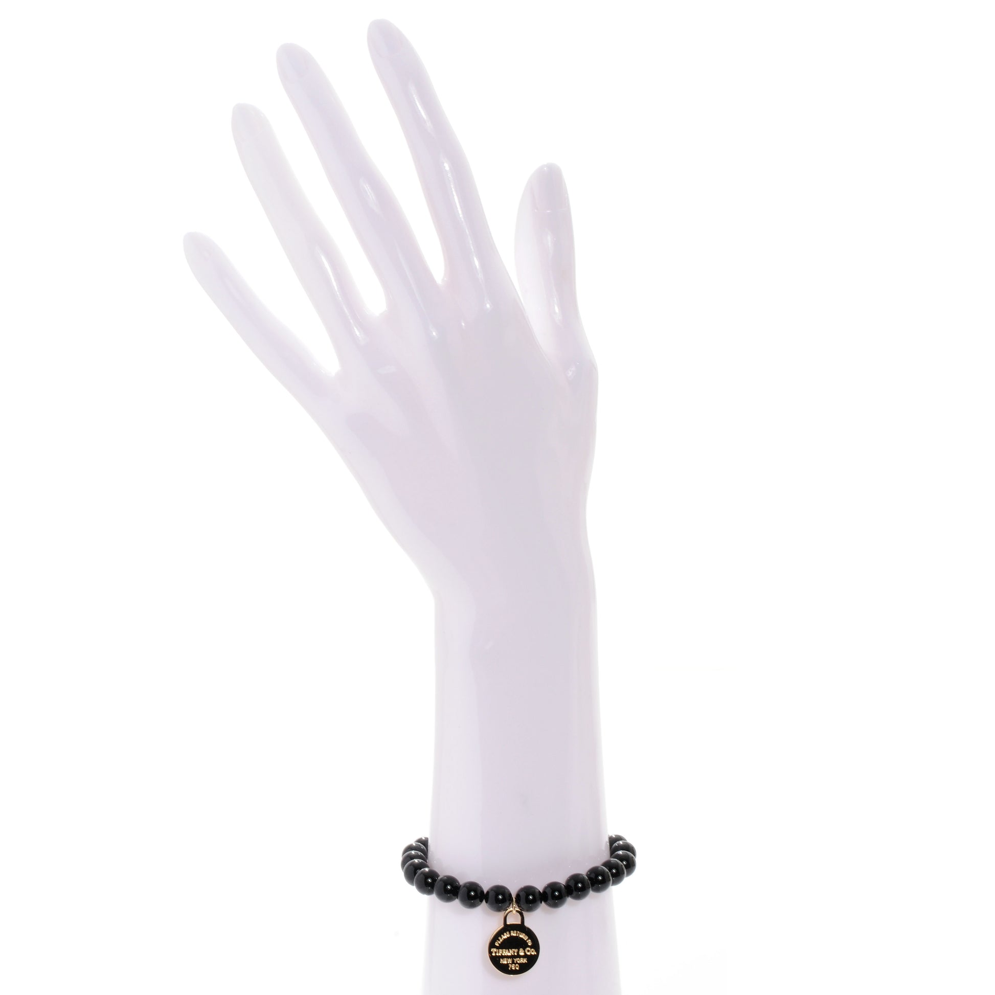 Tiffany 18K Yellow Gold Onyx Return To Bracelet 2 of 5