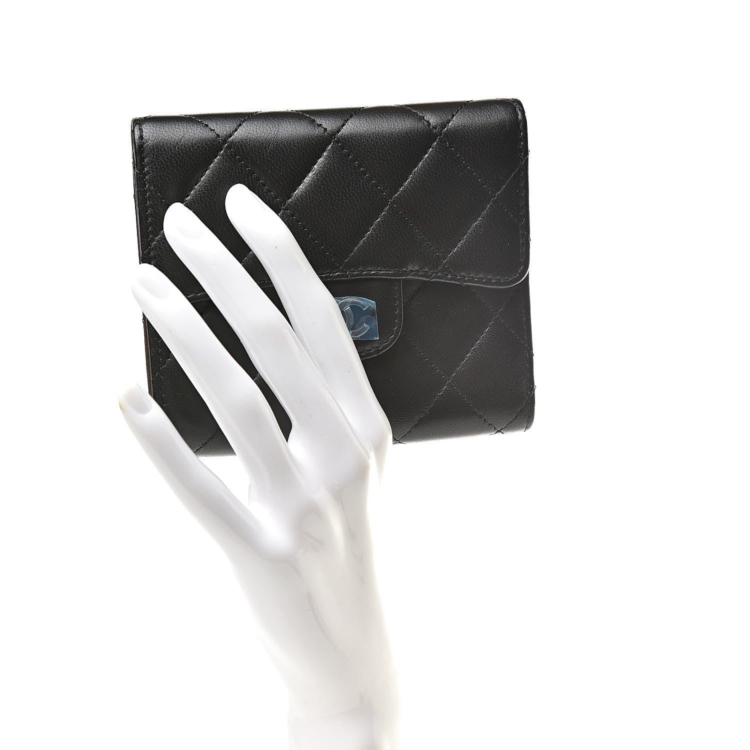 Chanel Lambskin Quilted Compact Flap Wallet Black 2 of 10