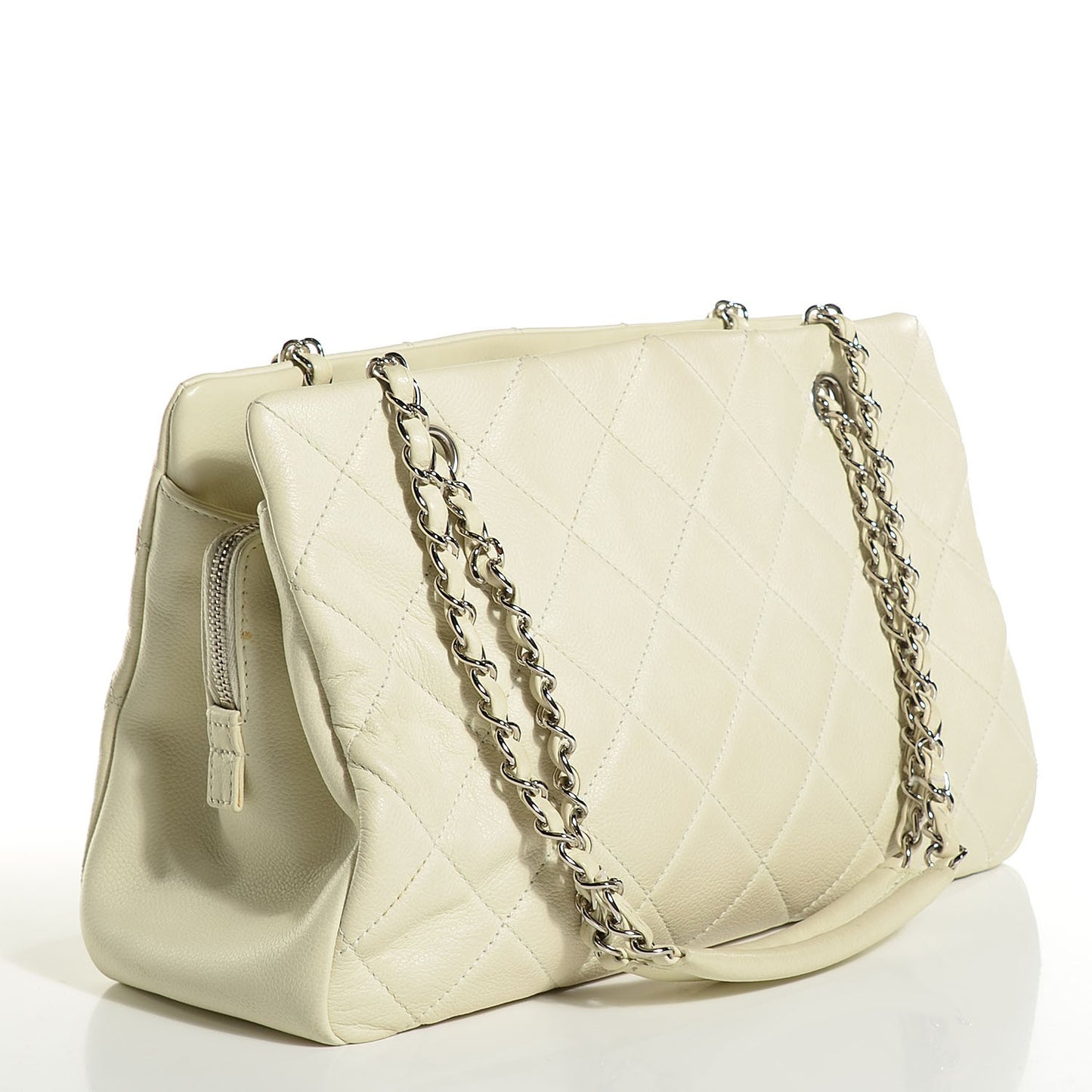 Caviar Quilted Timeless CC Shopping Tote White