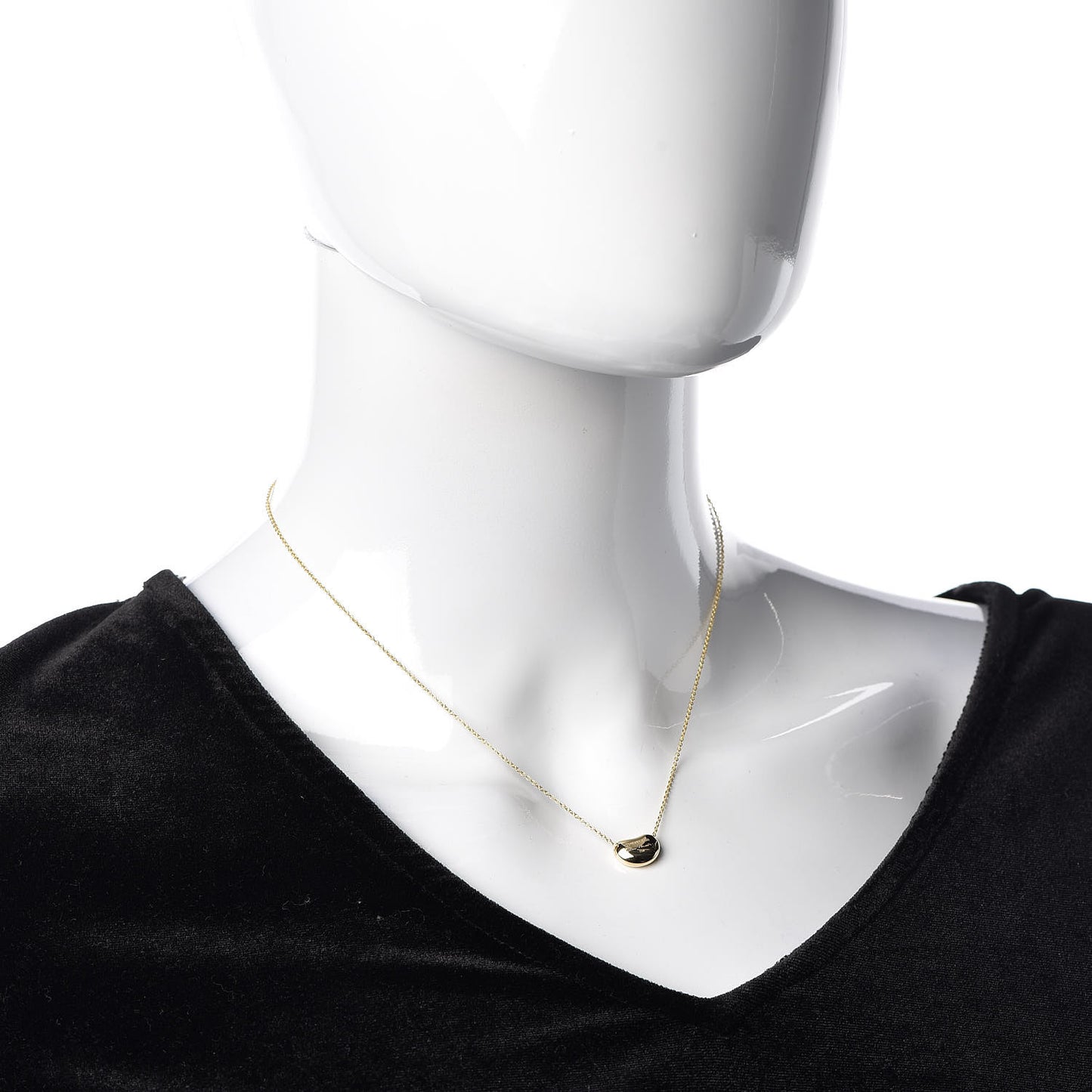 18K Yellow Gold 11mm Elsa Peretti Bean Pendant Necklace