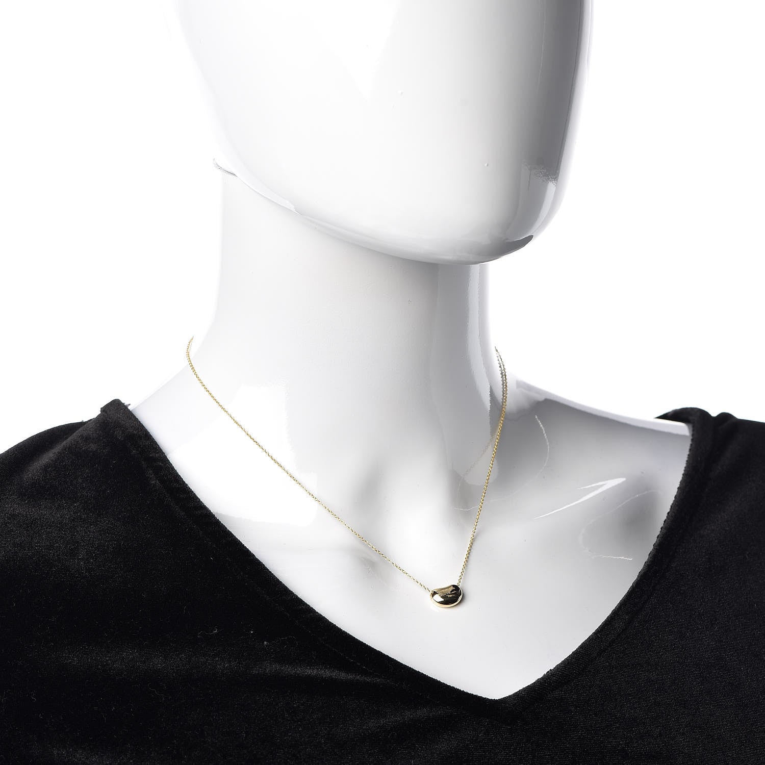 Tiffany 18K Yellow Gold 11mm Elsa Peretti Bean Pendant Necklace 2 of 8