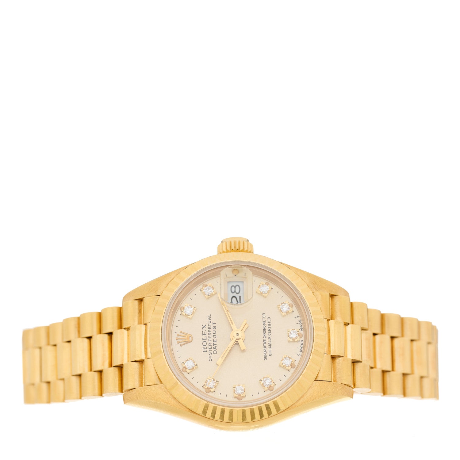 Rolex 18K Yellow Gold Diamond 26mm Datejust President Watch Champagne 69178 2 of 4