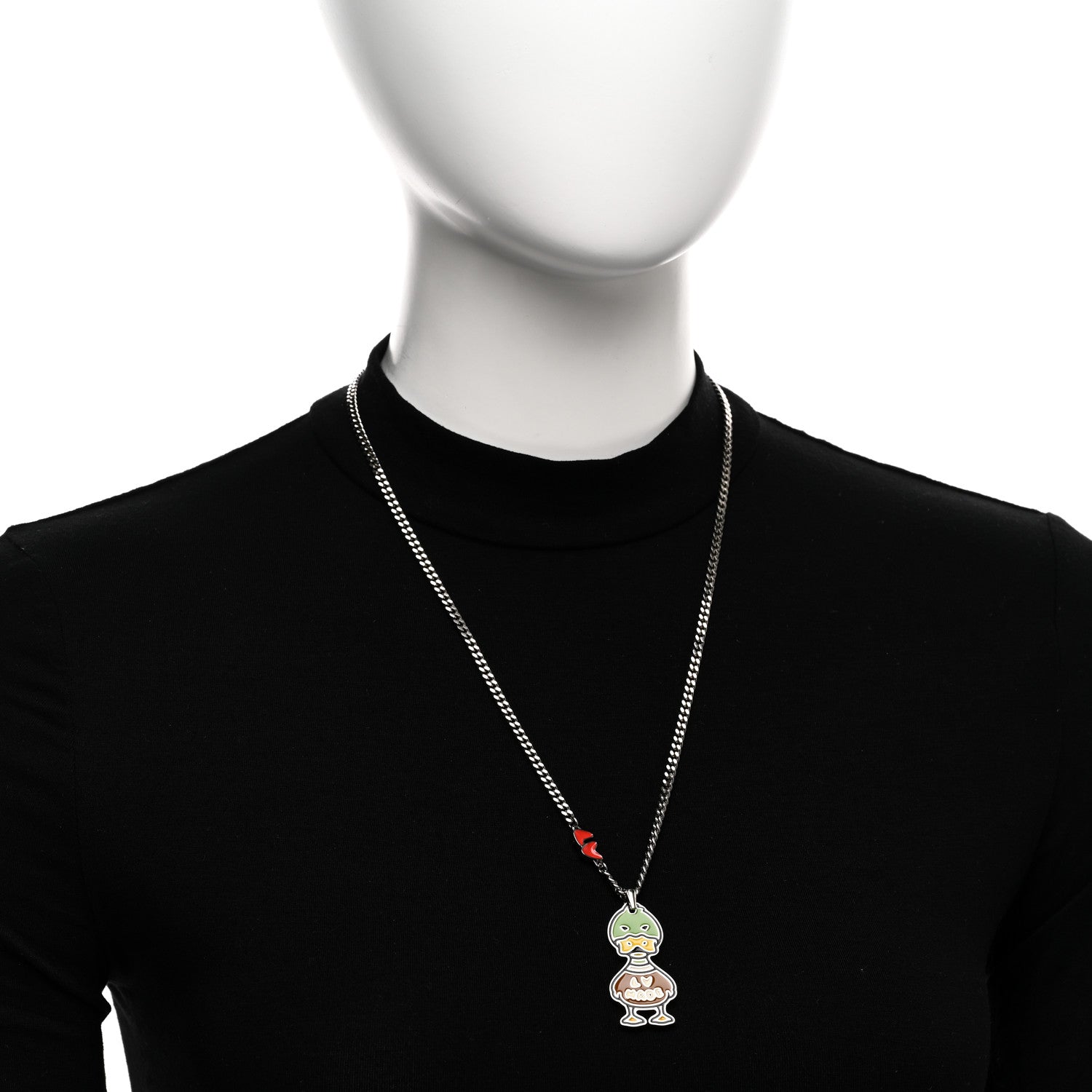 Louis Vuitton X NIGO Metal Enamel Duck Pendant Necklace 2 of 7