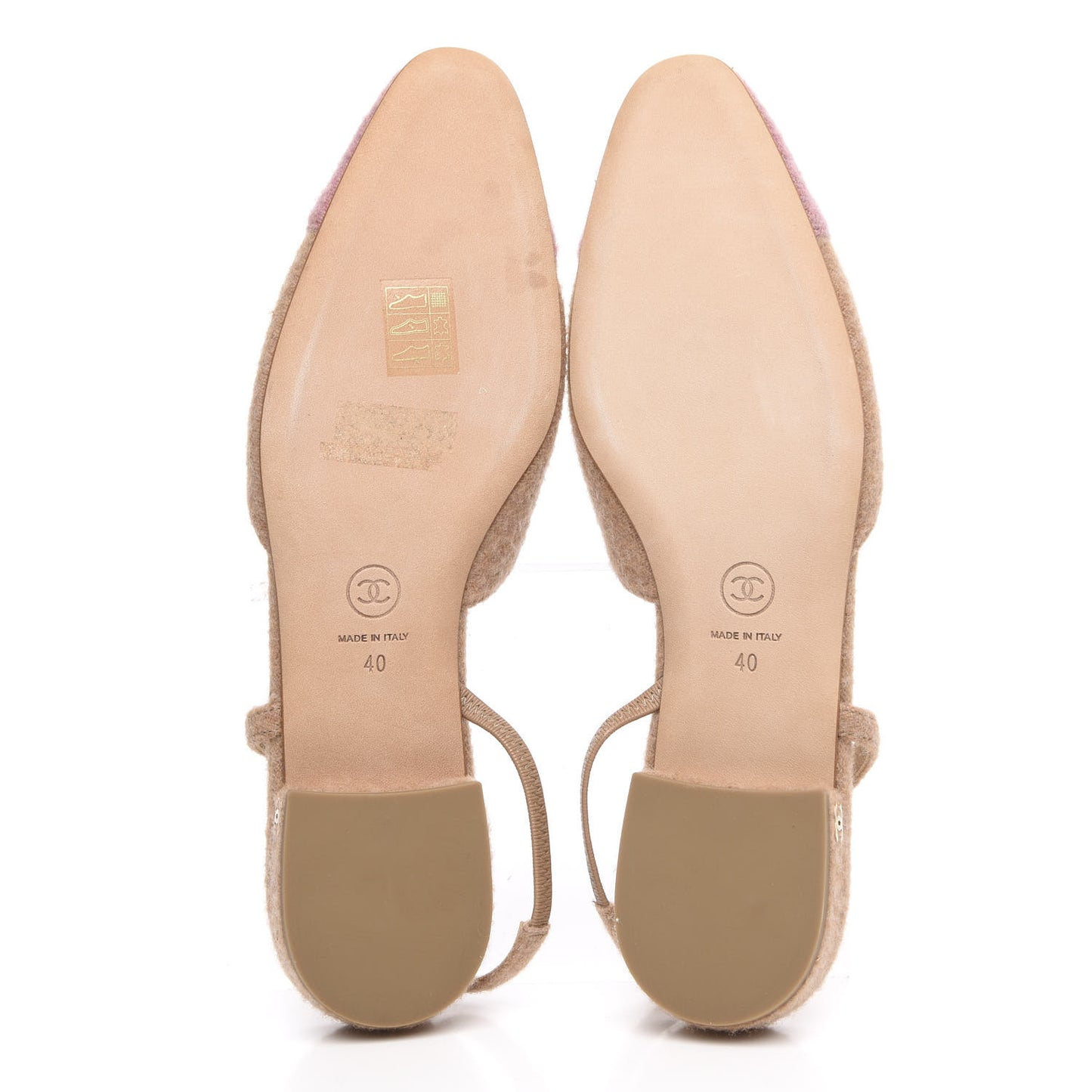 Wool Cap Toe CC Slingback Flat 40 Beige Pink