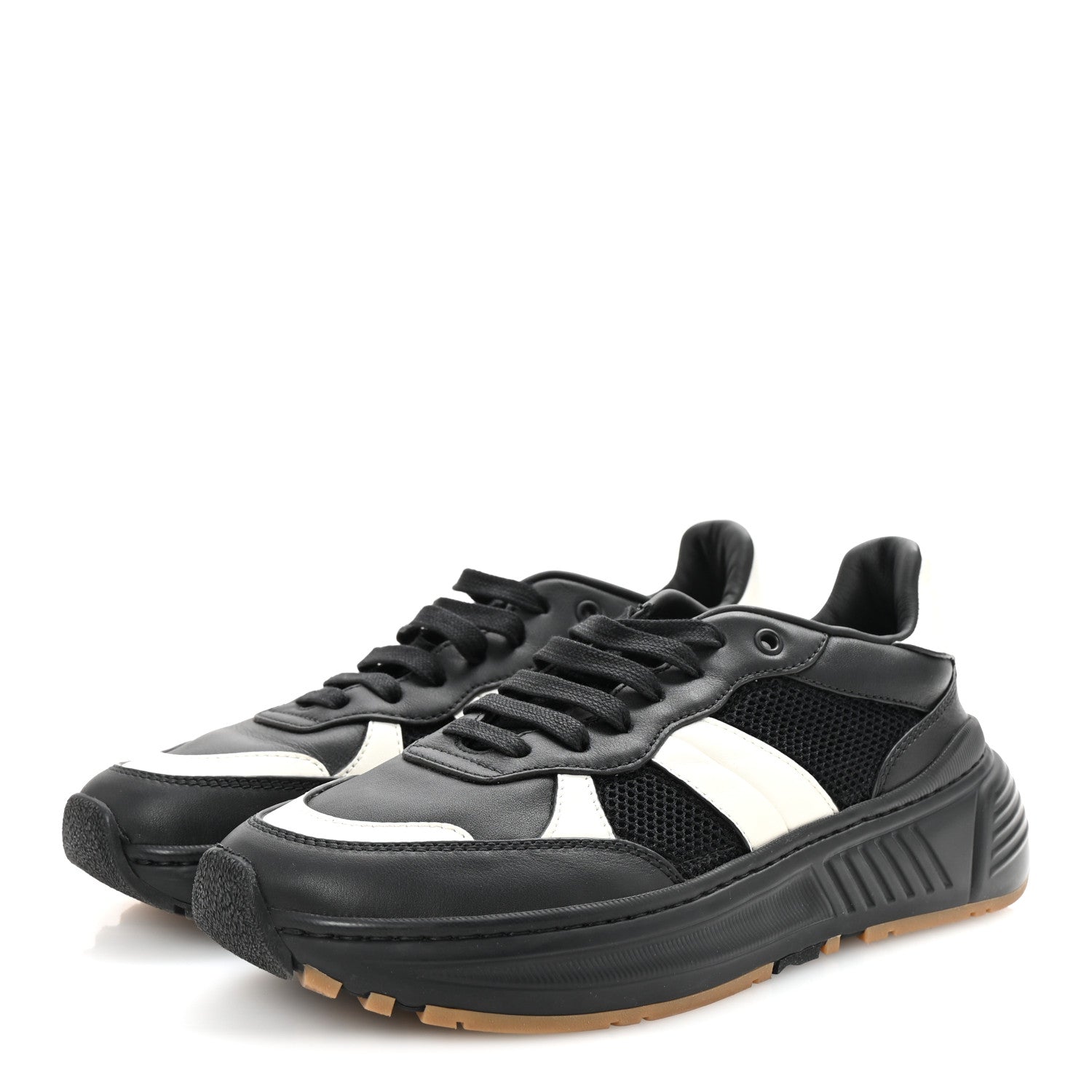 Bottega Veneta Calfskin Technical Mesh Speedster Sneakers 40.5 Black White 4 of 9