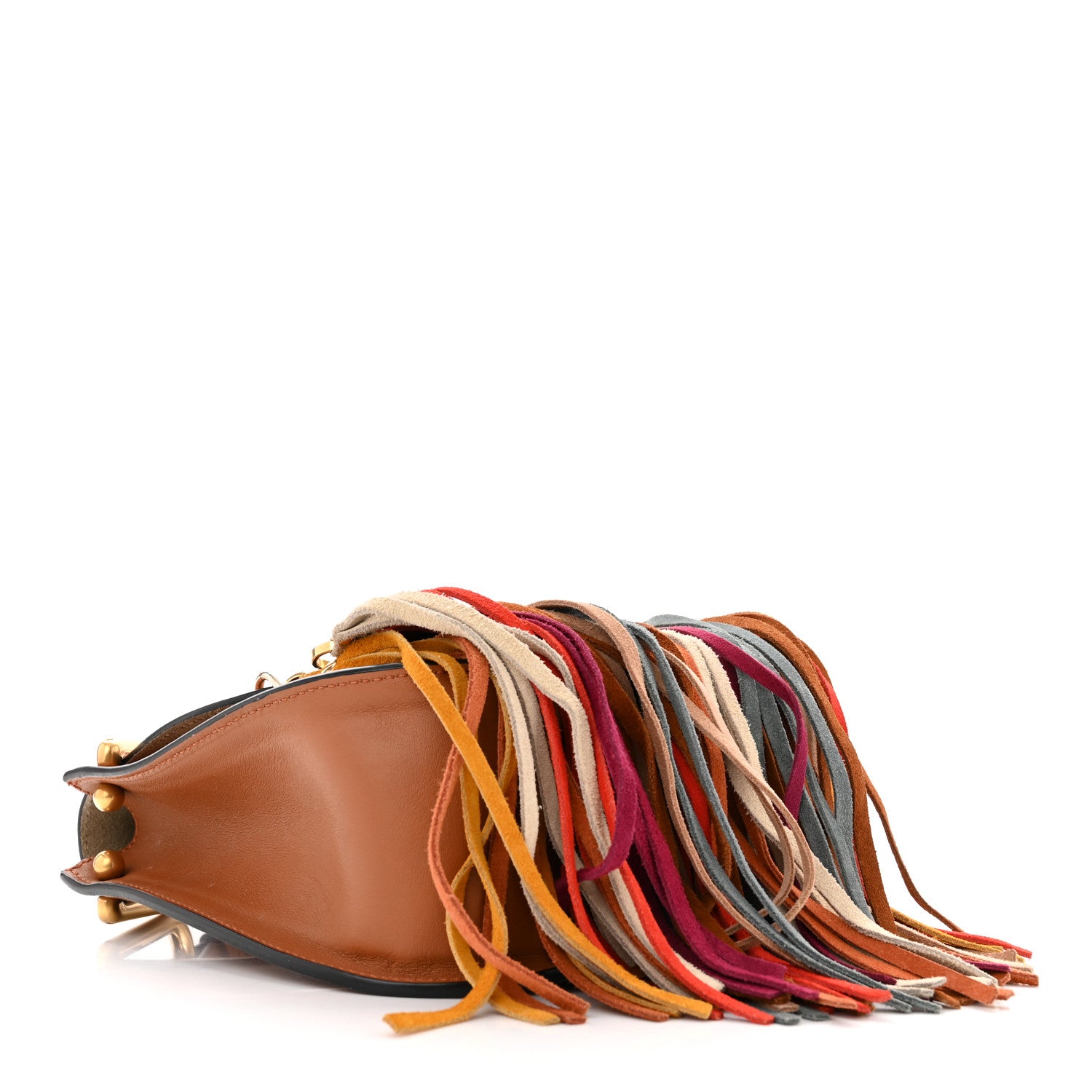 Chloe Calfskin Small Hudson Fringe Shoulder Bag Caramel 1228734