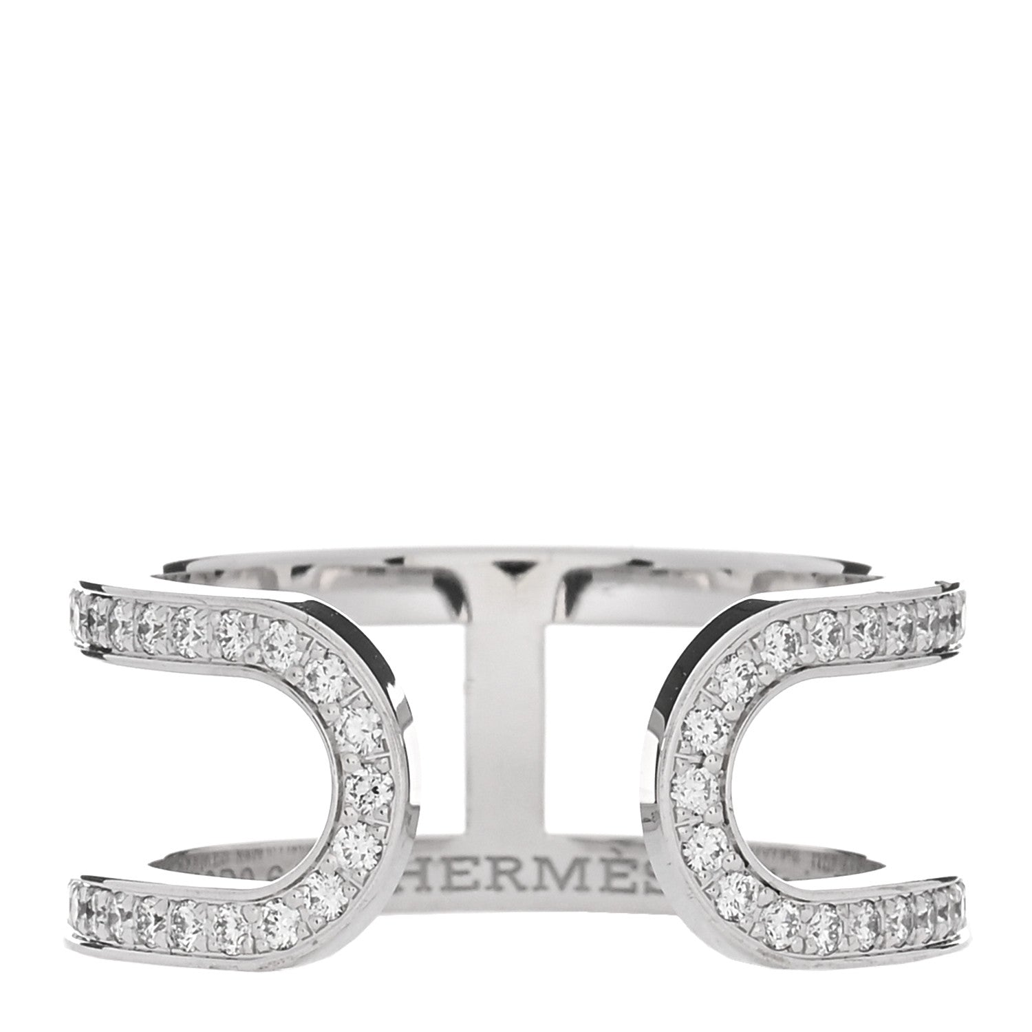 Hermes 18K White Gold Diamond MM Ever Chaine D'Ancre Ring 55 7.25 3 of 5