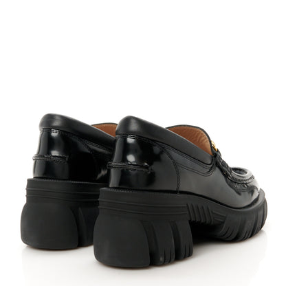 Gucci Magnum Calfskin Nappa Samoa Womens Horsebit Platform Chunky Lug Sole 40mm Loafers 35 Black 5 of 11